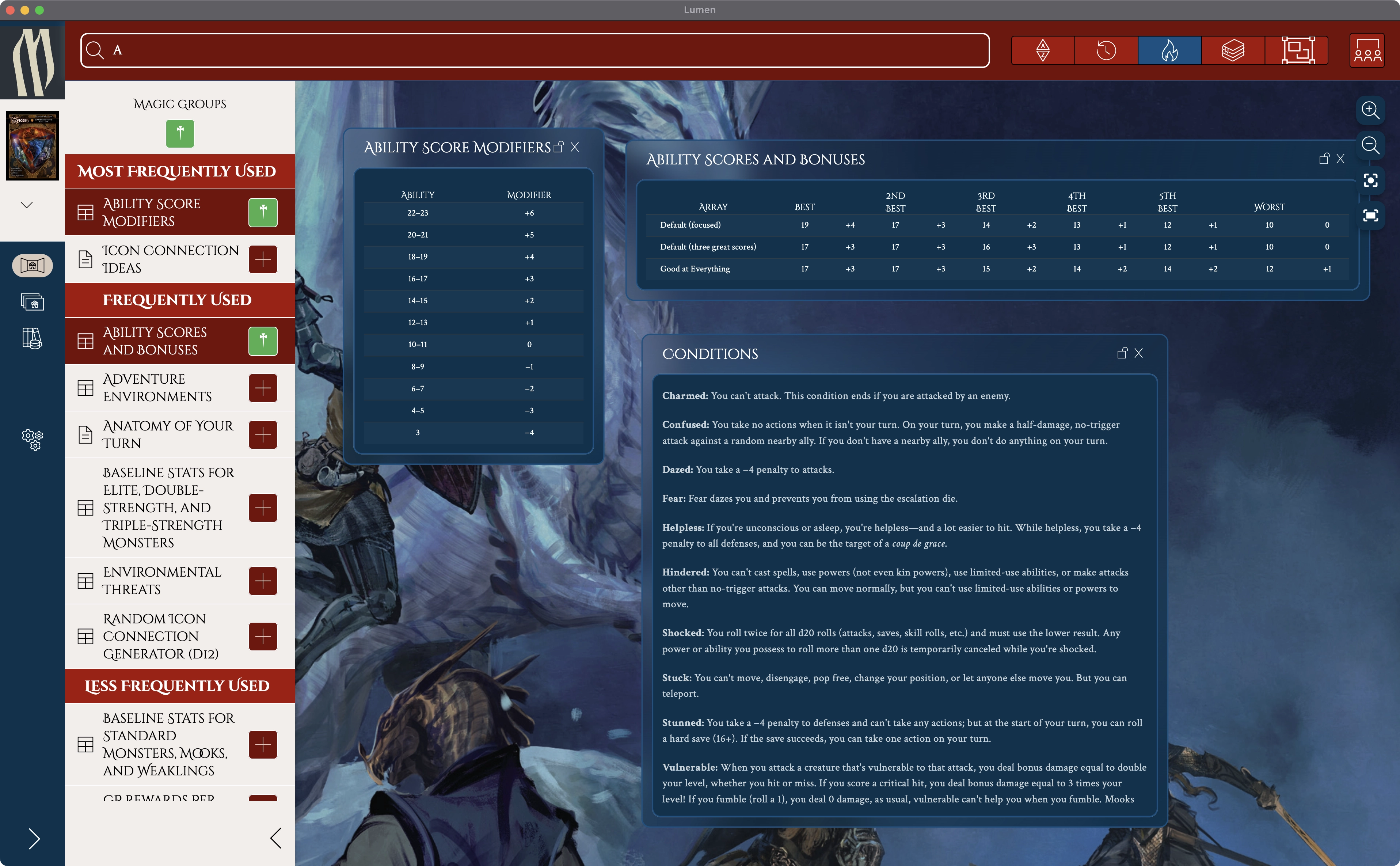 Lumen main screen showing organized content